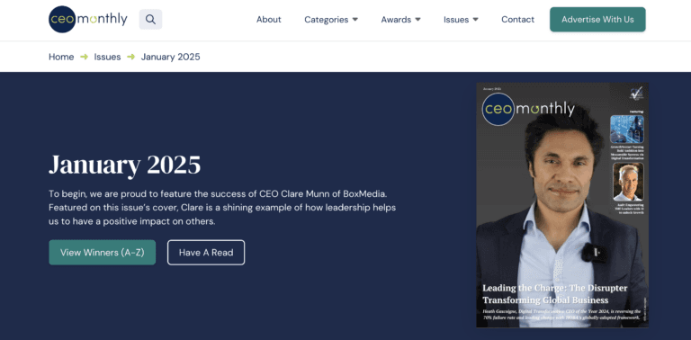 Heath Gascoigne: The Disrupter featured in CEO of the Year 2025 January Issue banner on business transformation Heath Gascoigne: The Disrupter featured in CEO of the Year 2025 January Issue banner on business transformation