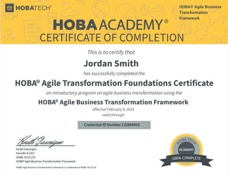 Agile Transformation Foundations Certificate HOBA Agile Business Transformation Foundations Certificate for starting your agile journey