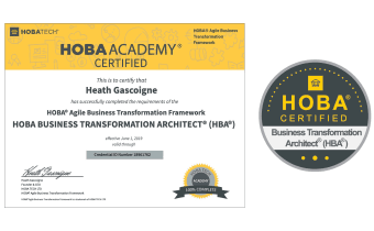 HOBA Business Transformation Architect (HBA) Certificate and Badge HOBA Business Transformation Architect (HBA) Certificate and Badge