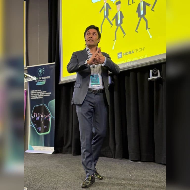 HOBA Tech CEO Heath Gascoigne-Key Note Presentation-Future of Business Conference-Stage-11