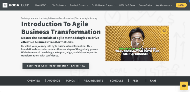 HOBA Tech Introduction to Agile Business Transformation Course HOBA Tech Introduction to Agile Business Transformation Course