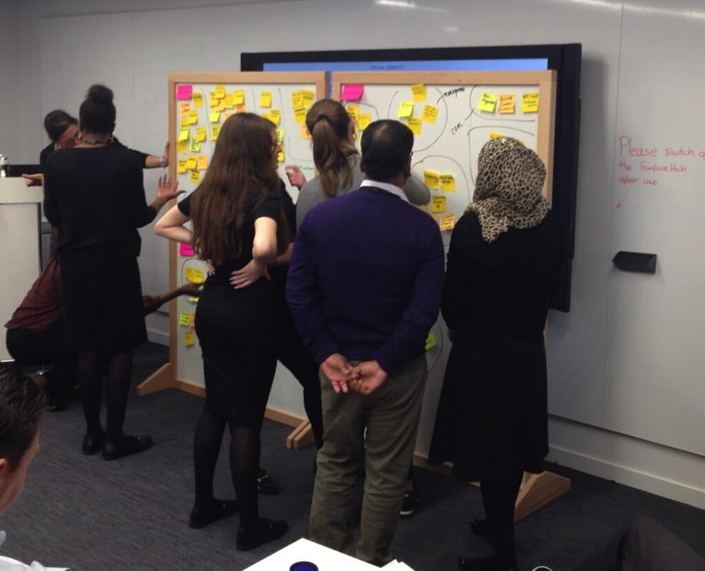 Getting Started with HOBA® workshop facilitation Heath facilitating a group whiteboard exercise during a Getting Started with HOBA® workshop session