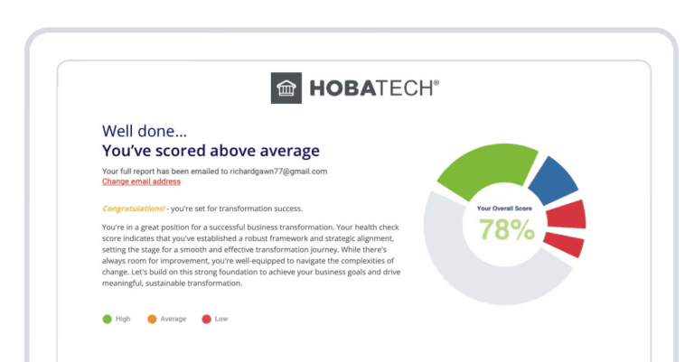 business transformation health check results report dashboard