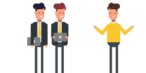 Experts Dicussing with Client Vector Image Experts Dicussing with Client Vector Image