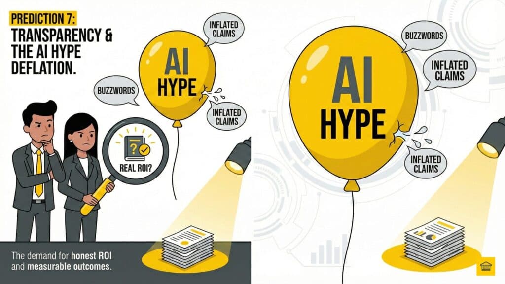 Prediction 7: The battle for transparency and the deflation of the AI hype bubble.