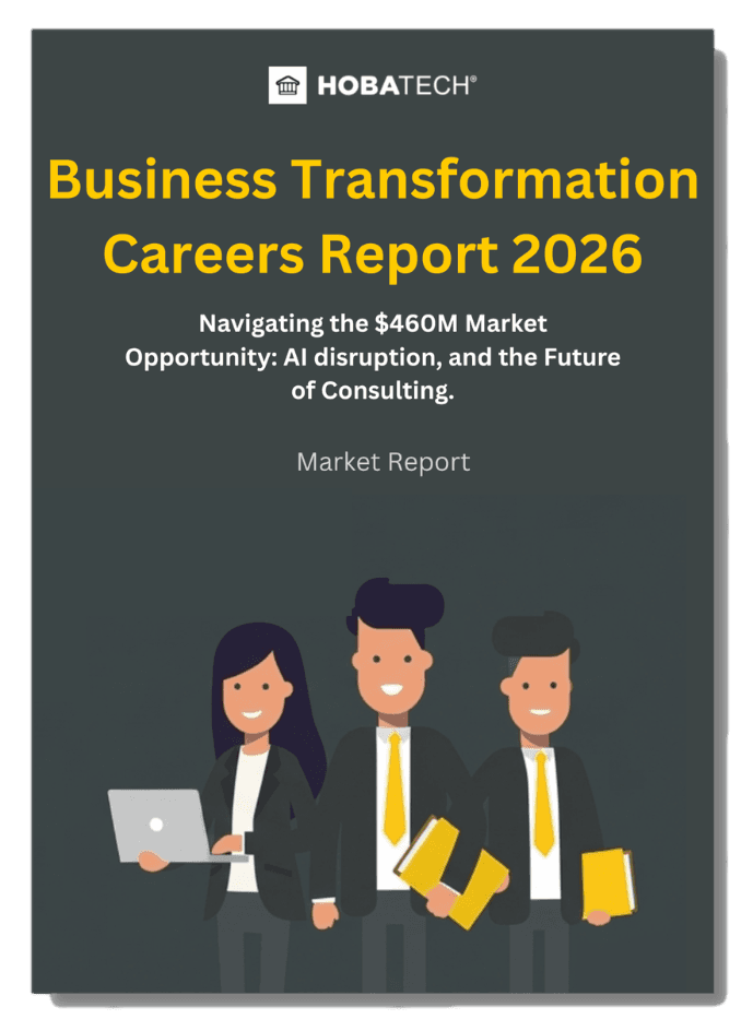Business Transformation Careers Report 2026 Business Transformation Careers Report 2026 cover showing salary insights, consulting opportunities, and industry growth