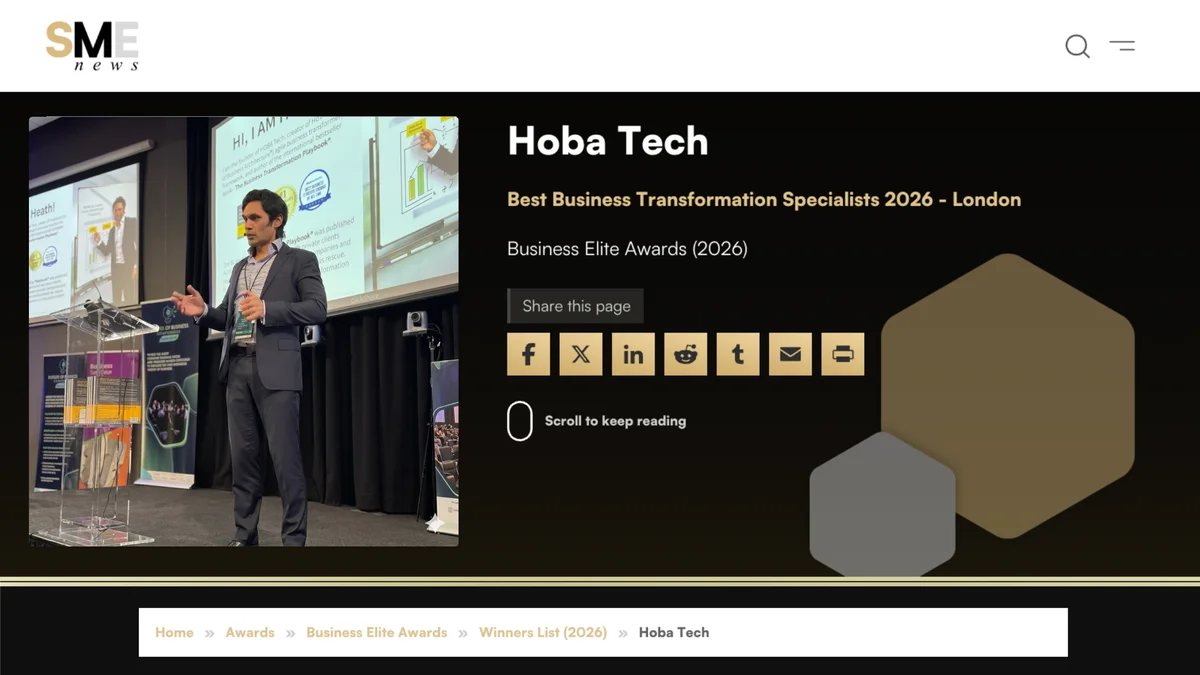 HOBA Tech Wins SME News Business Elite Award 2026 HOBA Tech Wins SME News Business Elite Award 2026