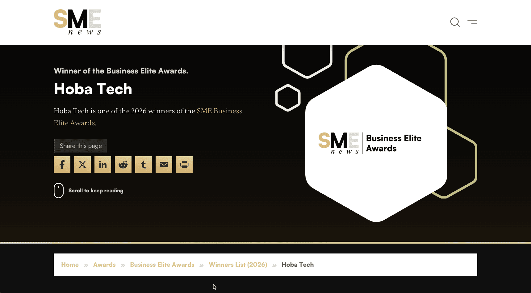 HOBA Tech Named Business Transformation Specialist — London 2026