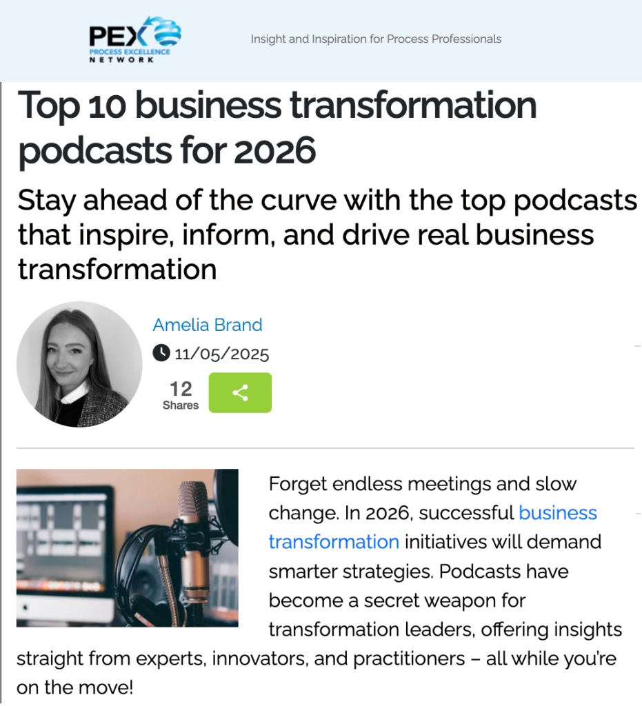 Top 10 Business Transformation Podcasts for 2026 — HOBA Tech Makes the List