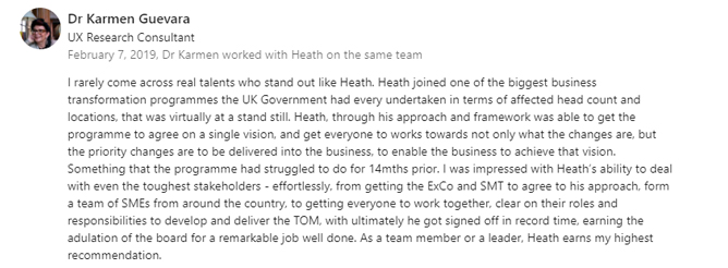 LinkedIn recommendation 1