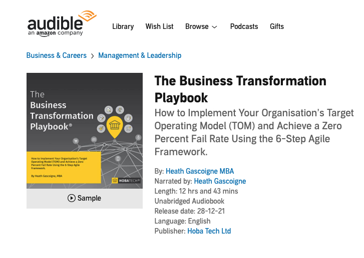 Business Transformation Playbook AudioBook Audible Listing