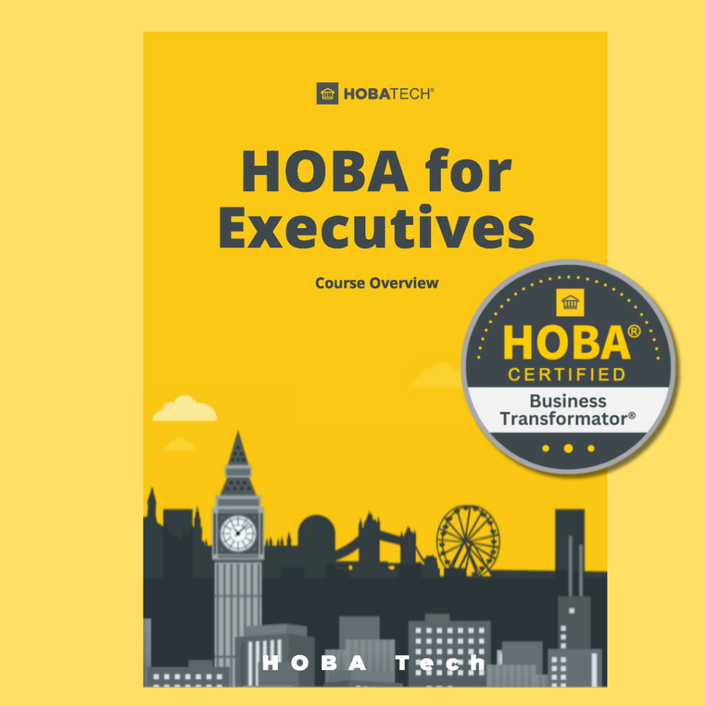 HOBA for Executives Brochure and HOBA Business Transformator Badge