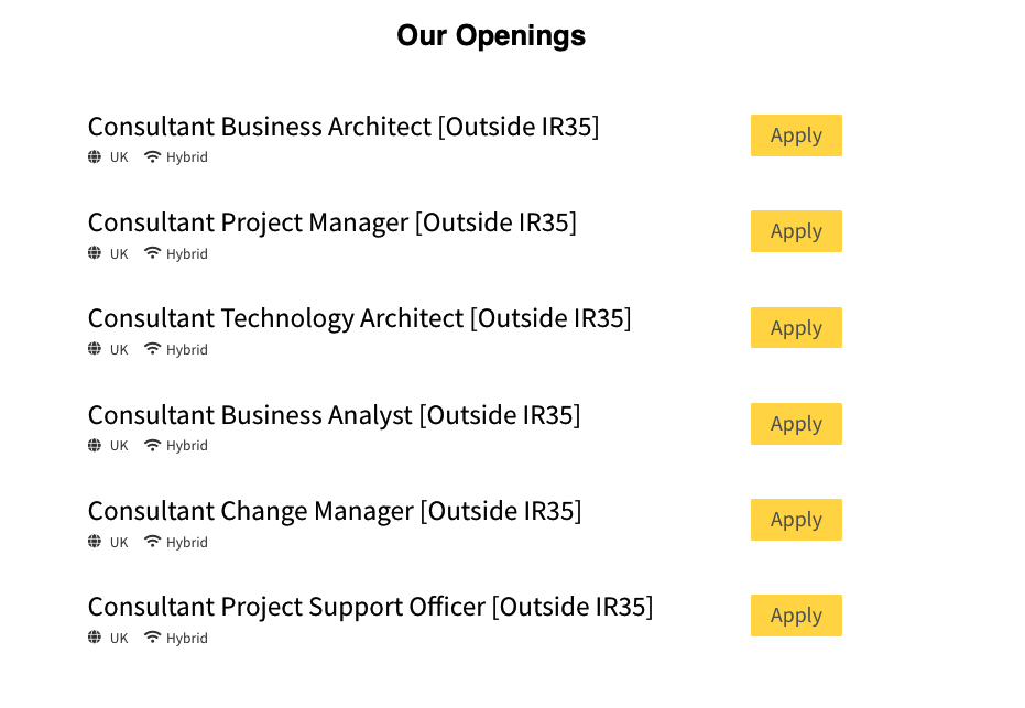 Were Hiring-Outside IR35 Business Transformation Consultancy Roles List