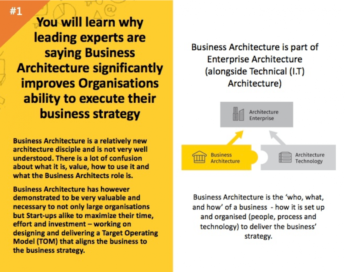 A great book with not just practical tips of what is (and isn’t) Business Architecture, but an easy to follow 6-step process to design and implement it. A must read for any Business Architect.